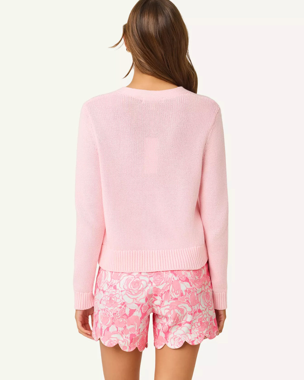 V-Neck Button Front Lightweight Knit Cropped Cardigan