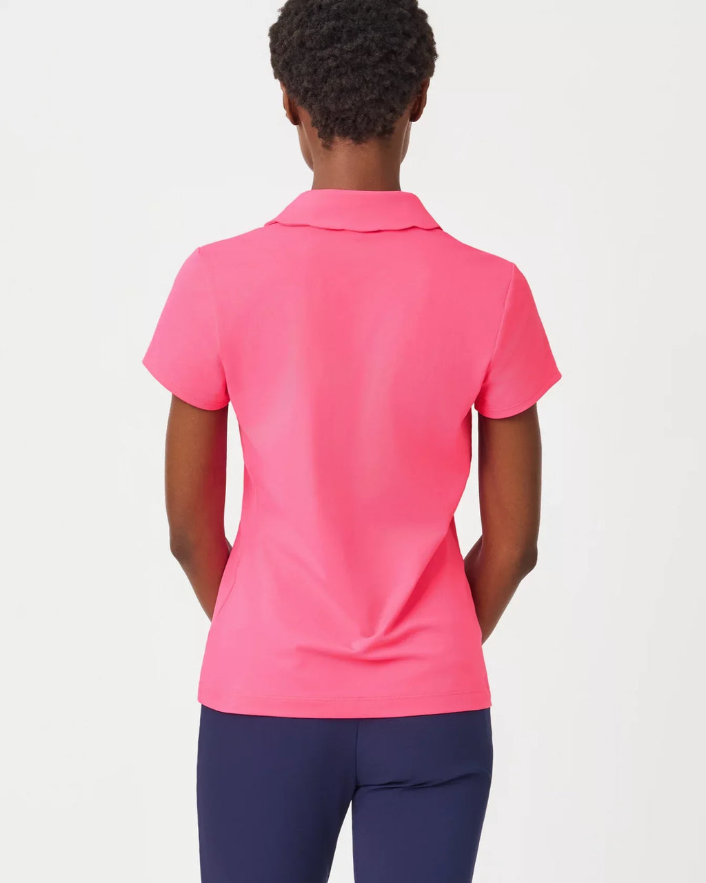 Scalloped Collar Short Sleeve Luxletic Polo Top