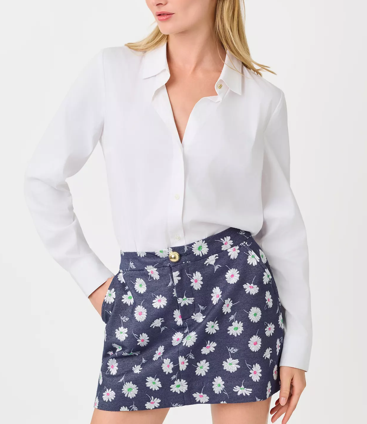 Women’s Straight Fit Long Sleeve Button Down White Shirt