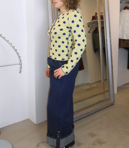 Women’s Reversible Polka Dot Merino Wool Crewneck Cardigan