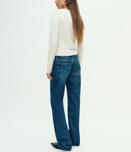 Fitted V-Neck Regenerative Wool Eyelet Embroidered Cropped Cardigan