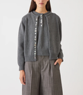 Women’s Crewneck Cotton Multi Shell Button Knit Cardigan