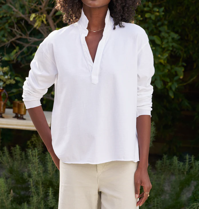Women’s Collared V-Neck Long Sleeve Cropped Pullover Shirt