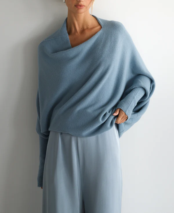 Women’s Cowl Neck Batwing Sleeve Relaxed Knit Top