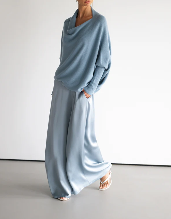 Women’s Cowl Neck Batwing Sleeve Relaxed Knit Top