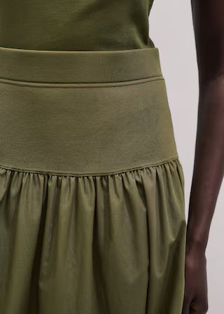 High Wide Waistband A-Line Flared Maxi Skirt