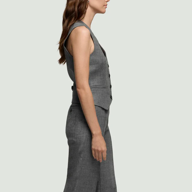 Wool Twill V-Neck Tailored Suit Waistcoat Vest