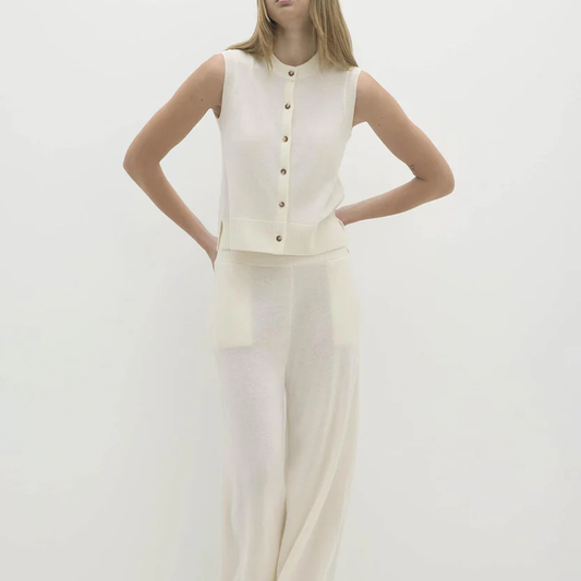Pure Cashmere Button Front Sleeveless Knit Sweater Vest