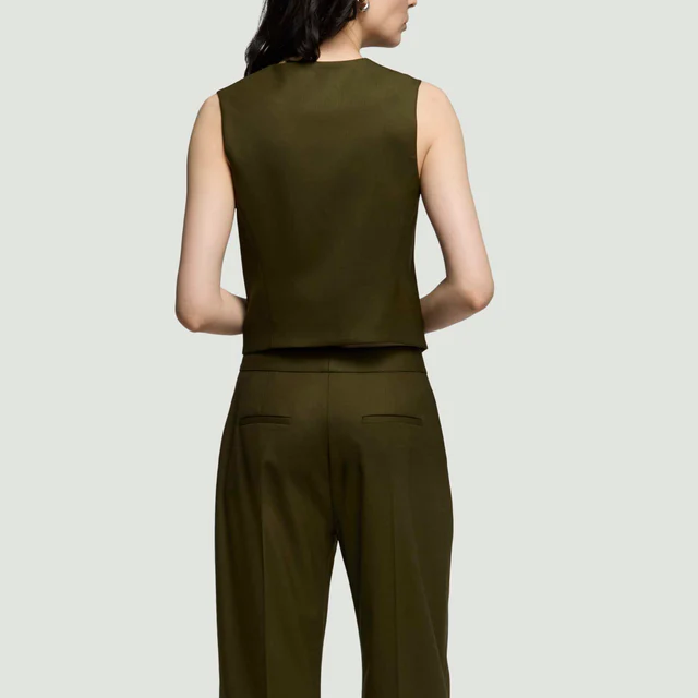 Italian Seasonless Wool Double Breasted V-Neck Tailored Vest