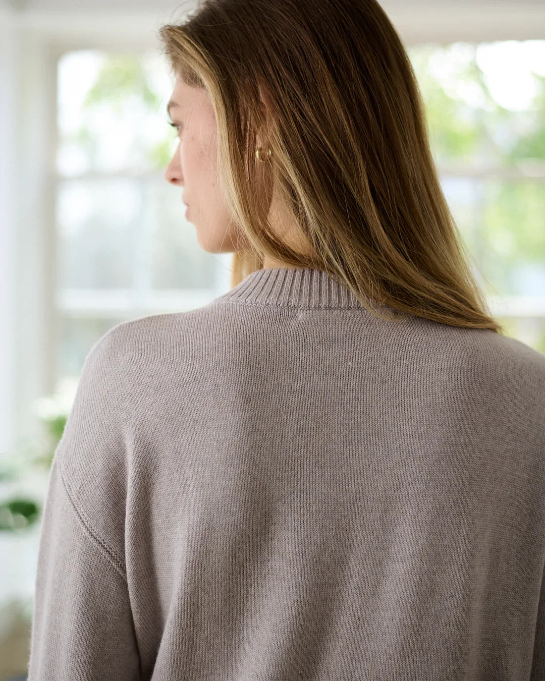 Women’s Crewneck Extra Fine Merino Wool Ribbed Knit Cardigan