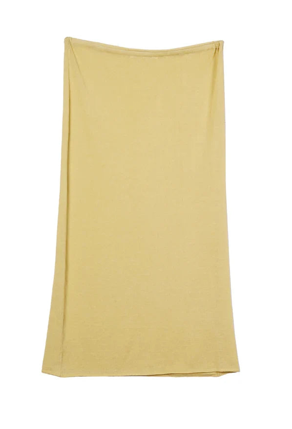 Women’s Solid Light Yellow Fitted Midi Pencil Skirt