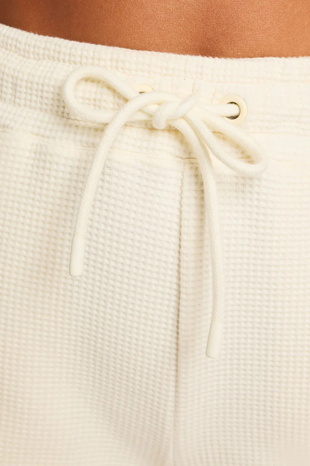 Drawstring Waffle Knit Straight Leg Cotton Lounge Pants