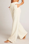 Drawstring Waffle Knit Straight Leg Cotton Lounge Pants