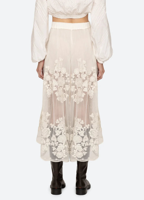 Ladies' Perspective Floral Lace Wide Leg Skirt