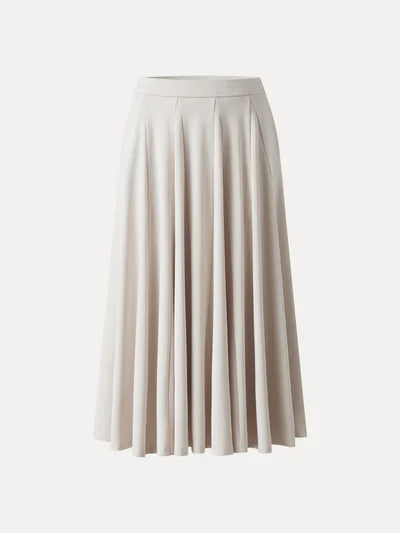 Mid Rise Elastic Pull-On Godet Hem Lyocell Midi Skirt
